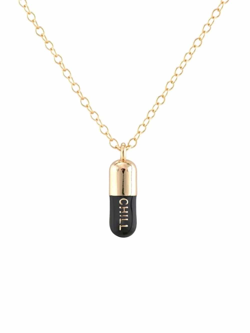 NWT 18k Gold Vermeil Chill Pill Enamel Necklace